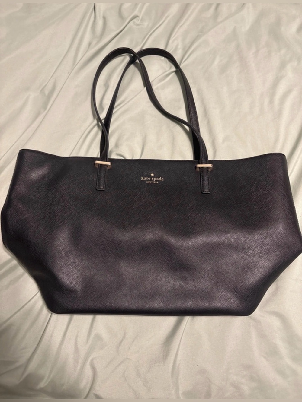 kate spade Black Saffiano Tote with Gold Hardware